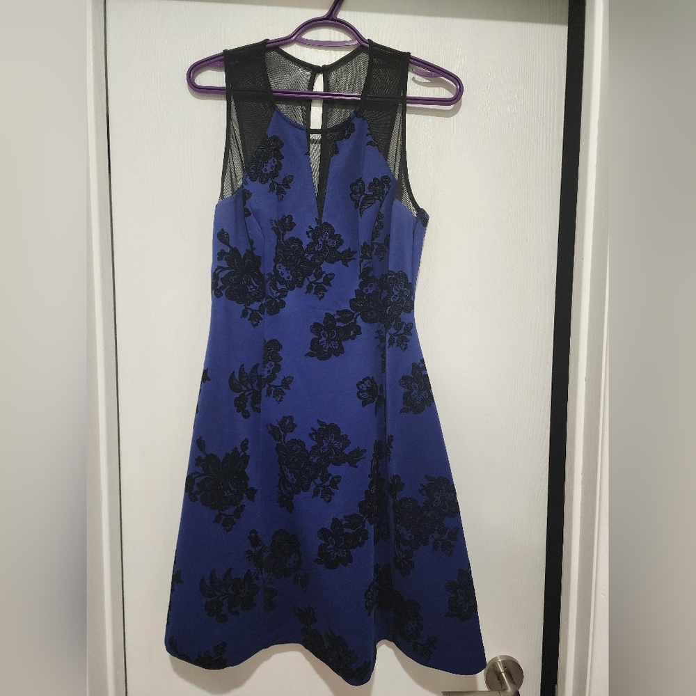 Guess Blue and Black Floral Mini Dress